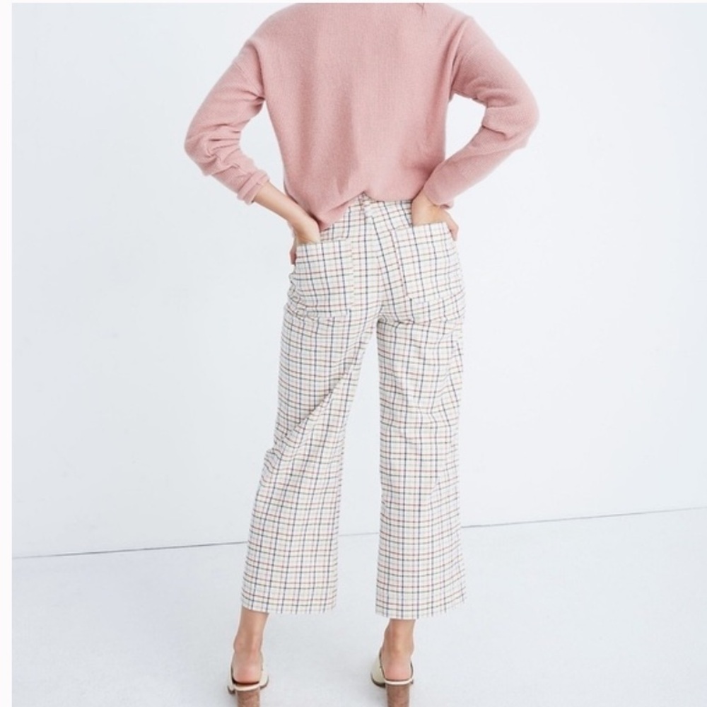 NWT Emmett Wide-Leg Crop Pants in Rainbow Windowpane